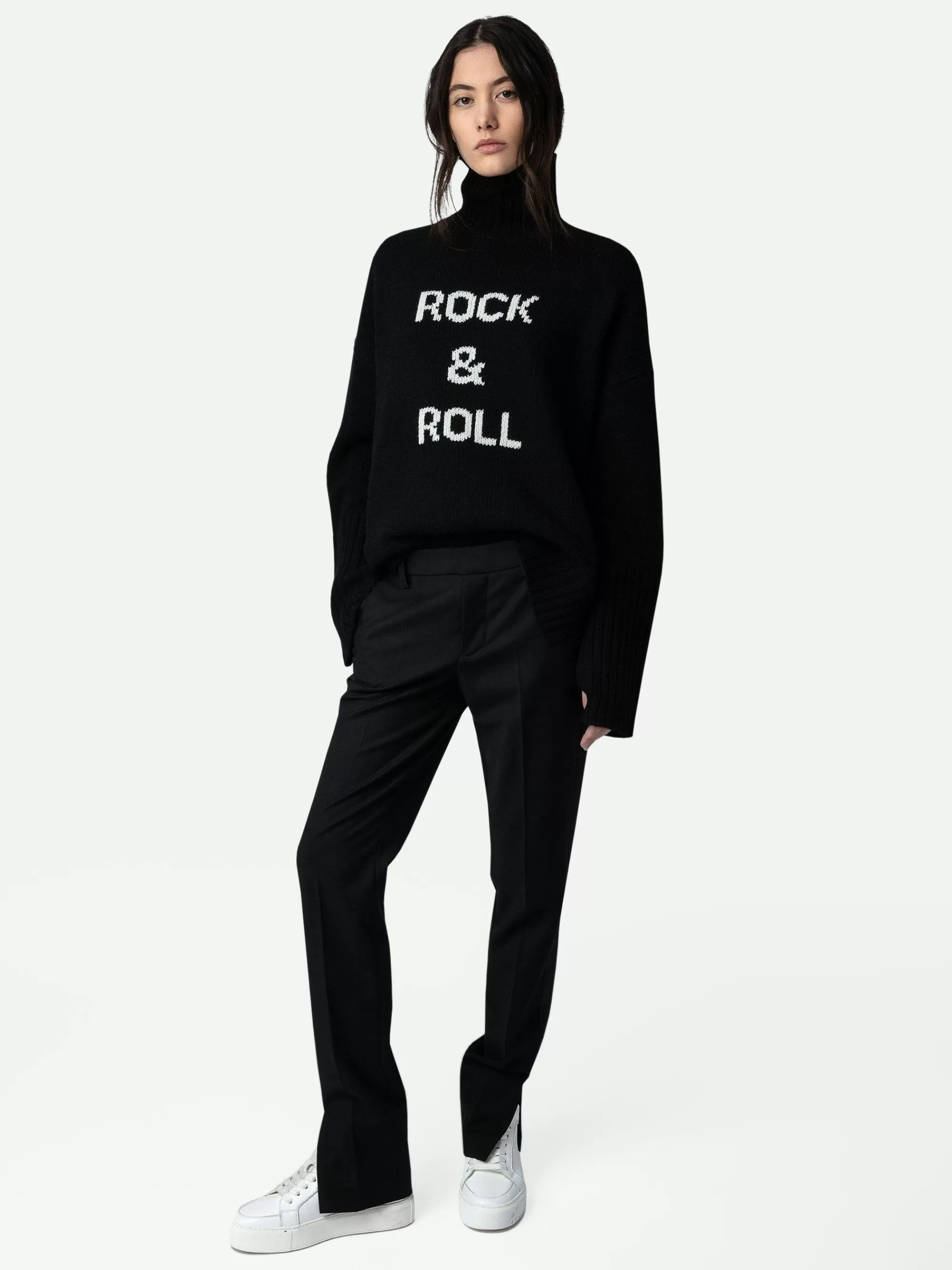 Hot Zadig & Voltaire Alma Rock & Roll-Genser 100% Ull Svart