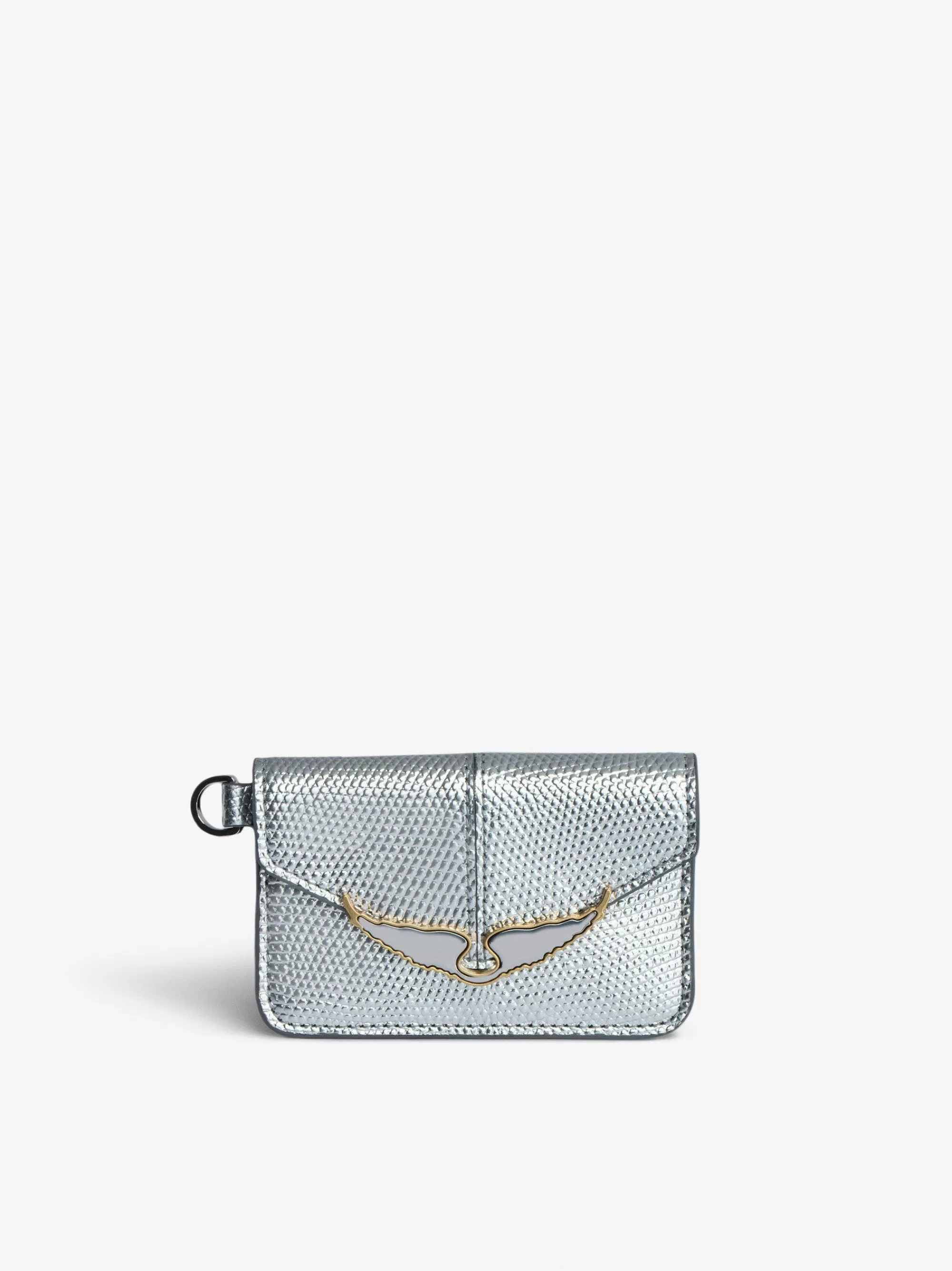 Shop Zadig & Voltaire Borderline Pass Card Holder Preget Metallic Solv