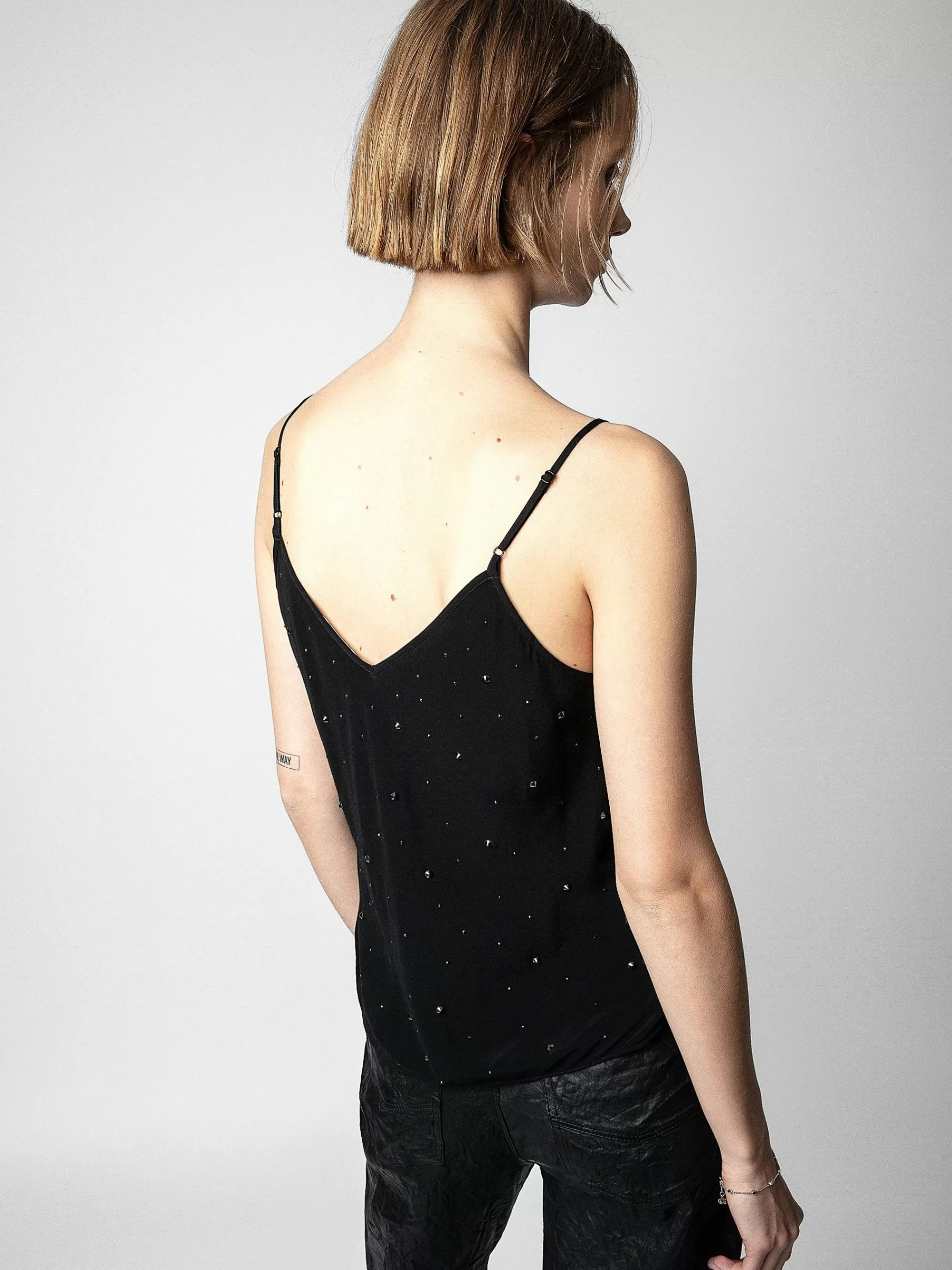 Fashion Zadig & Voltaire Casel Soft Strass Camisole Svart