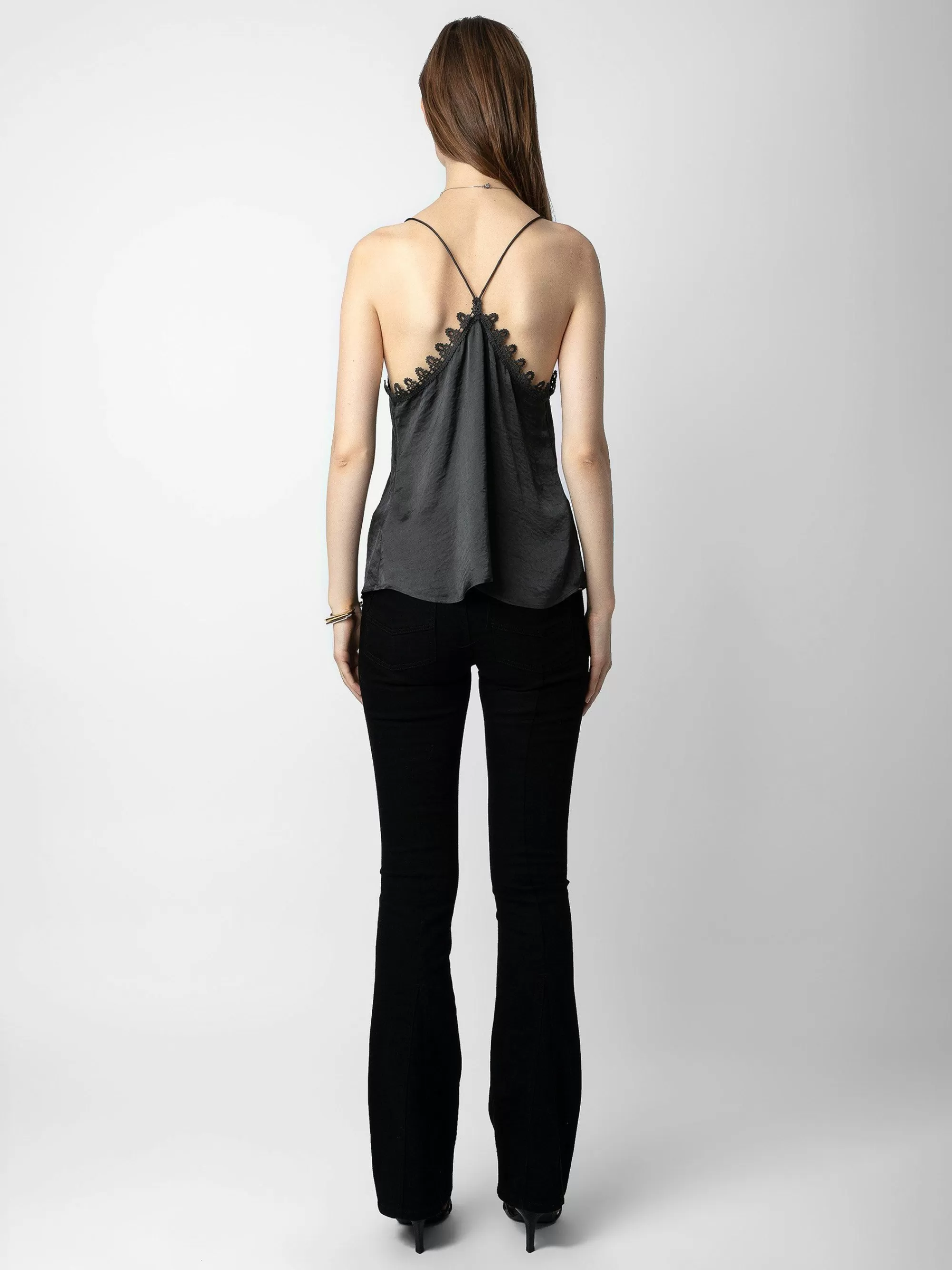 New Zadig & Voltaire Chrisa Satin Camisole Antrasitt