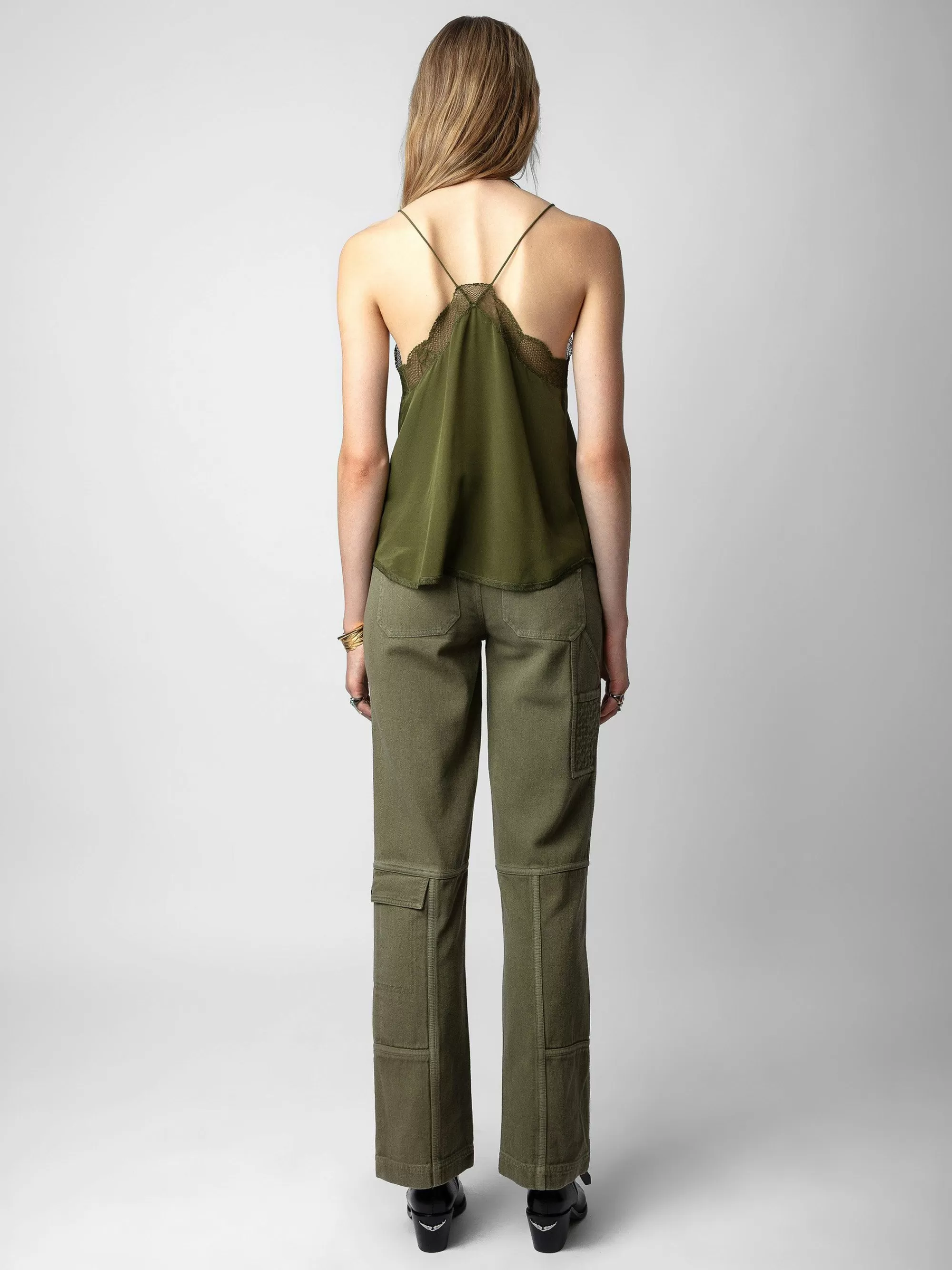 Flash Sale Zadig & Voltaire Christy Silk Camisole Mork Oliven