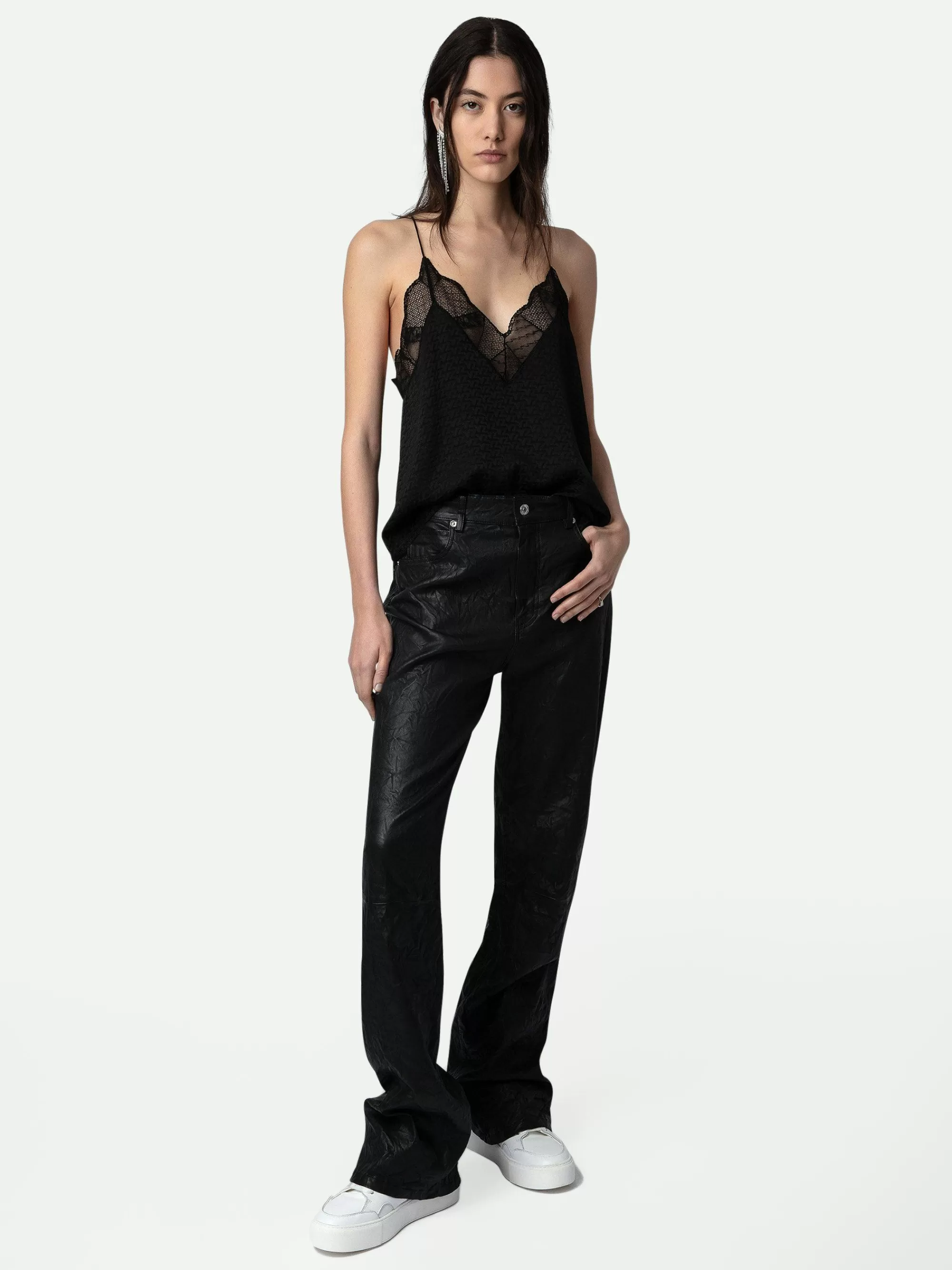 Sale Zadig & Voltaire Christy Silk Jacquard Camisole Svart