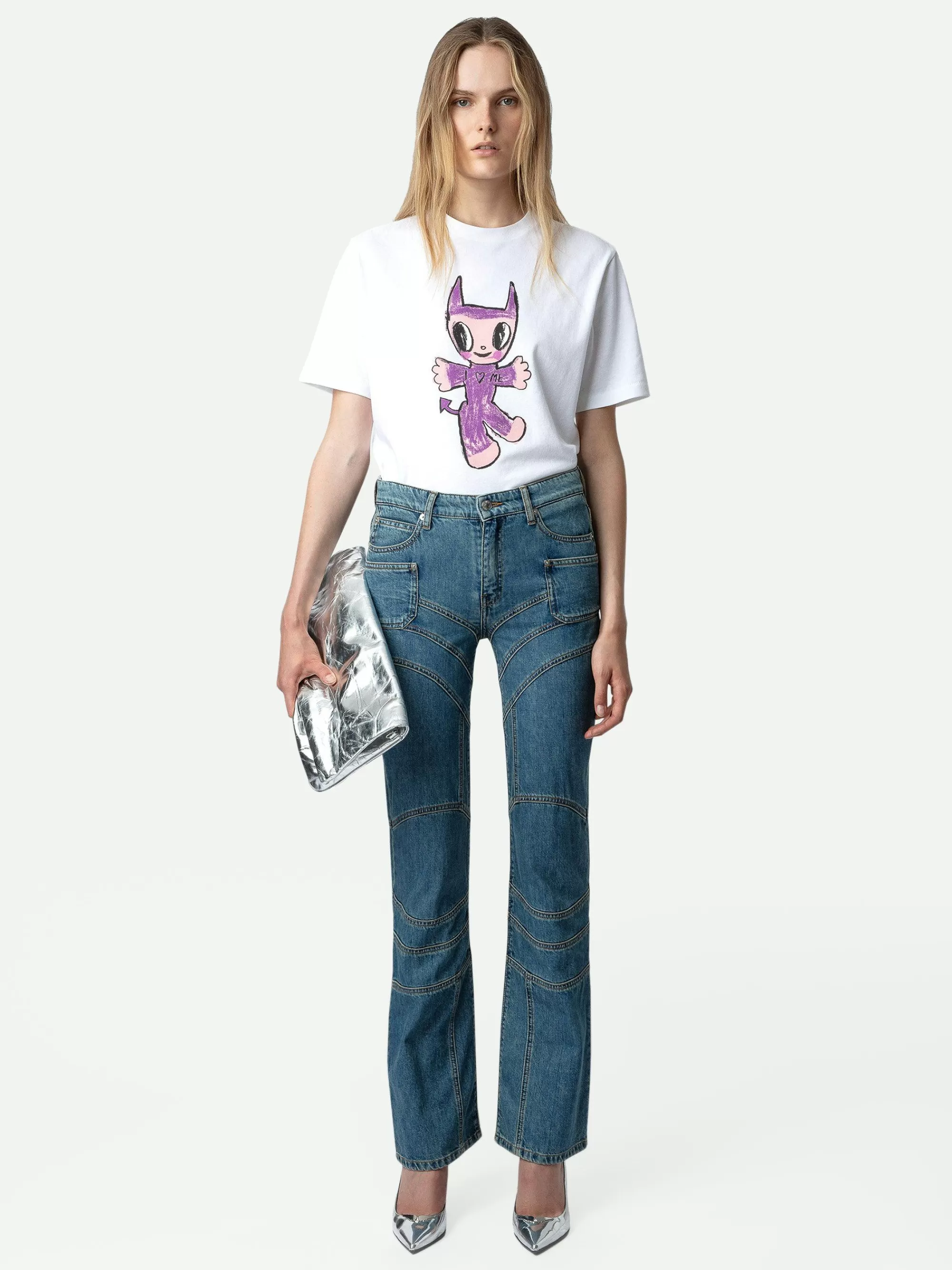 Shop Zadig & Voltaire Edwin Devil Strass T-Skjorte Hvit