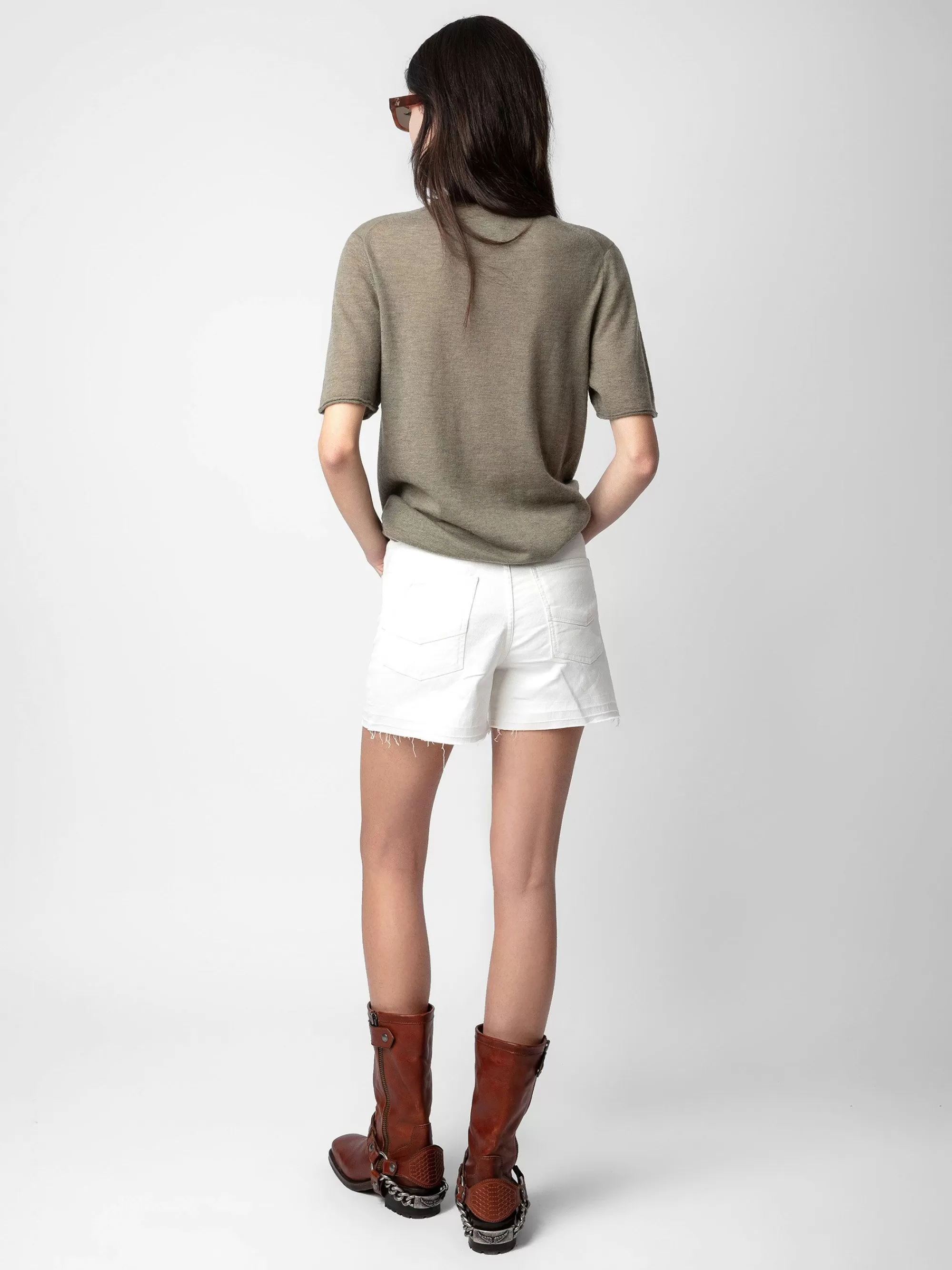 Online Zadig & Voltaire Ida Mon Amour Strass Genser 100% Cashmere Lys Khaki