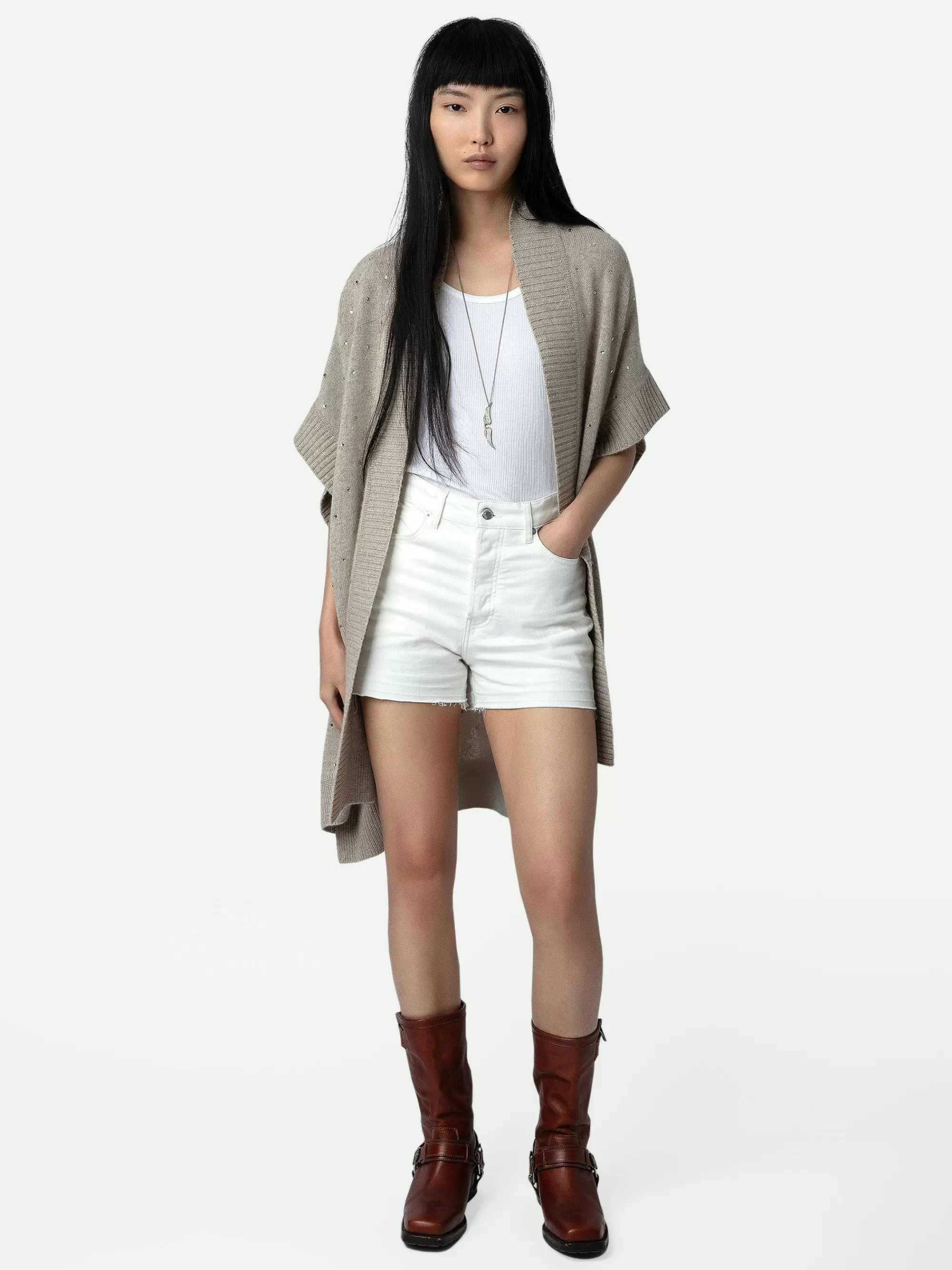 Store Zadig & Voltaire Indiany Cardigan 100% Cashmere Lys Beige