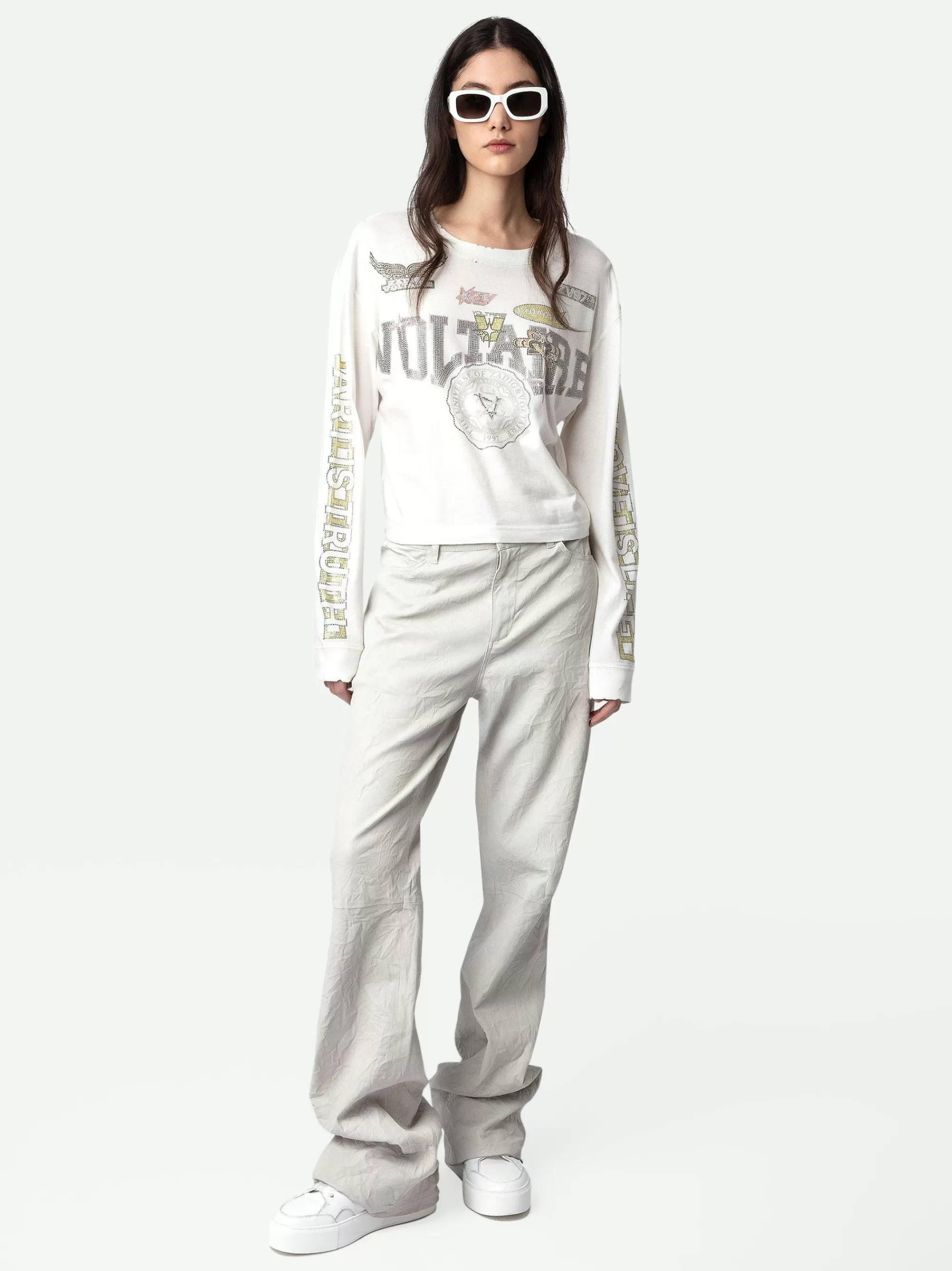 Clearance Zadig & Voltaire Iona Voltaire Strass T-Skjorte Judo