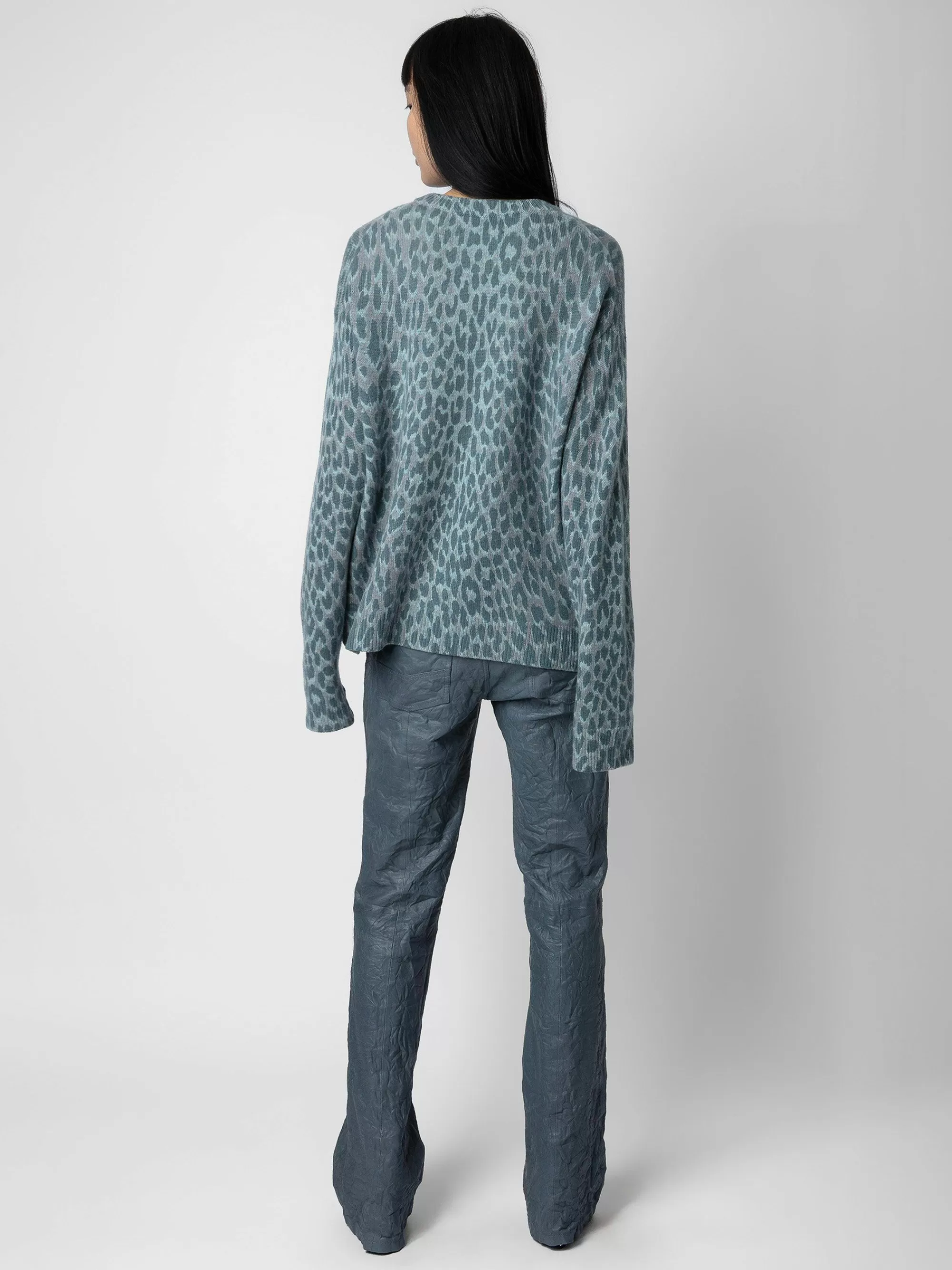 Store Zadig & Voltaire Markus Leopard Genser 100% Cashmere Sky