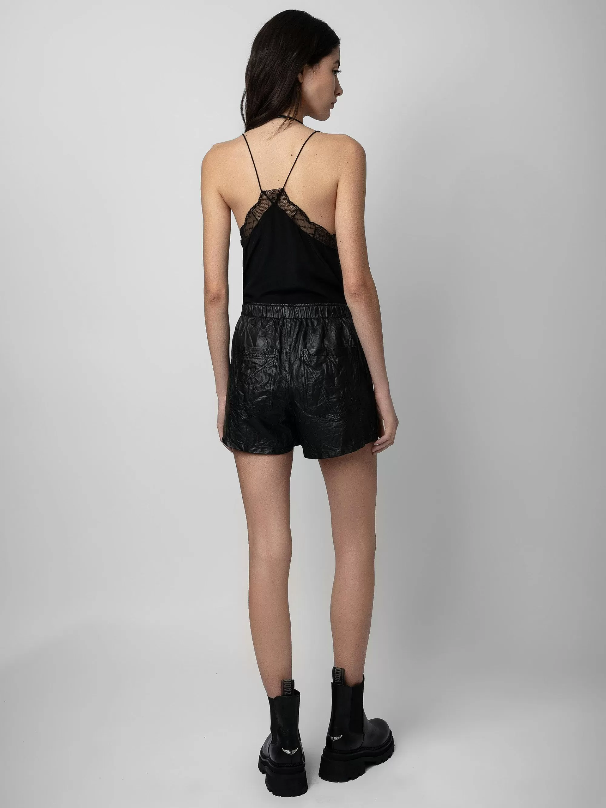 Cheap Zadig & Voltaire Pax Crinkle Skinnshorts Svart