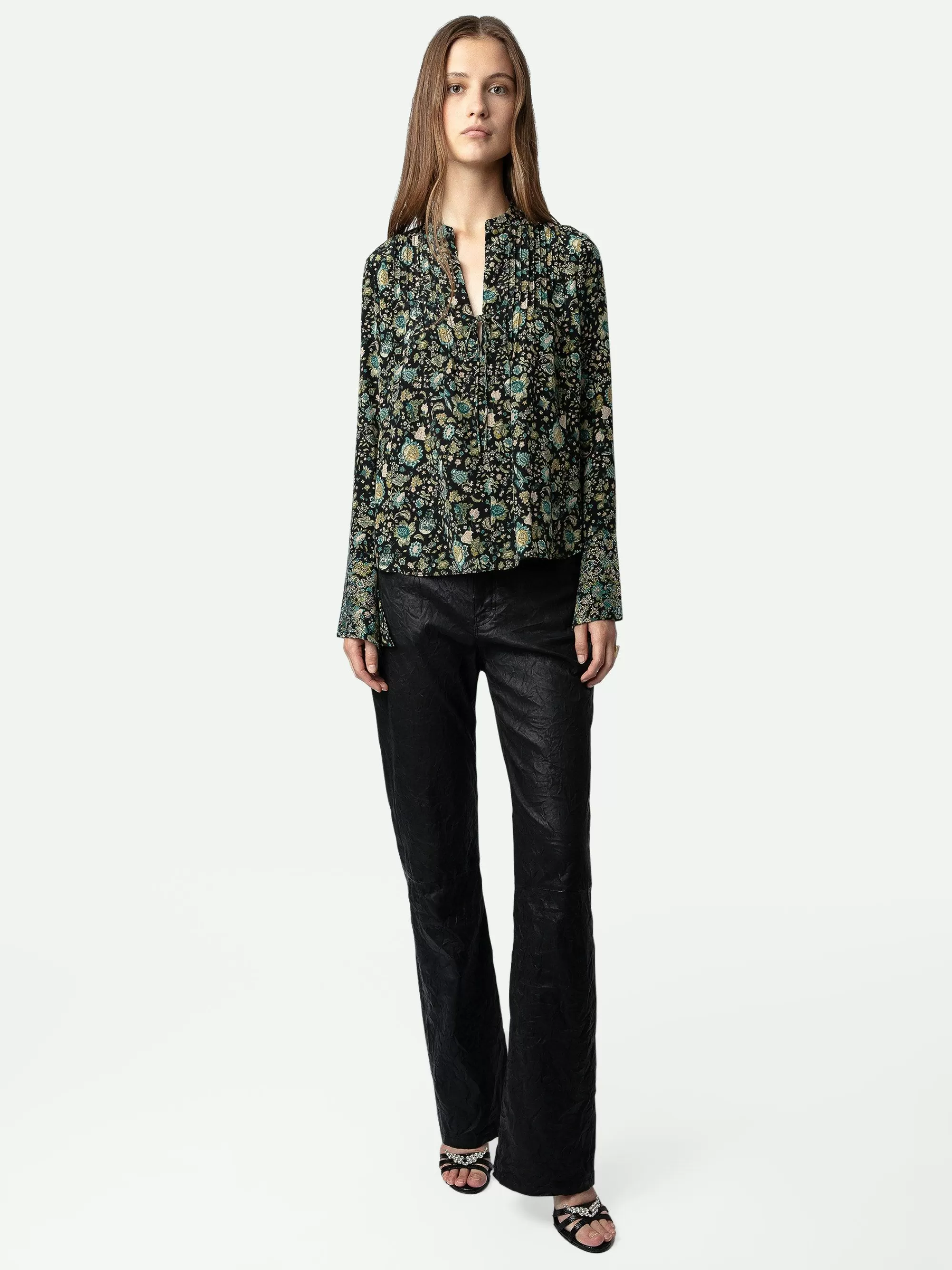 Sale Zadig & Voltaire Taika Silk Rhinestone Bluse Svart