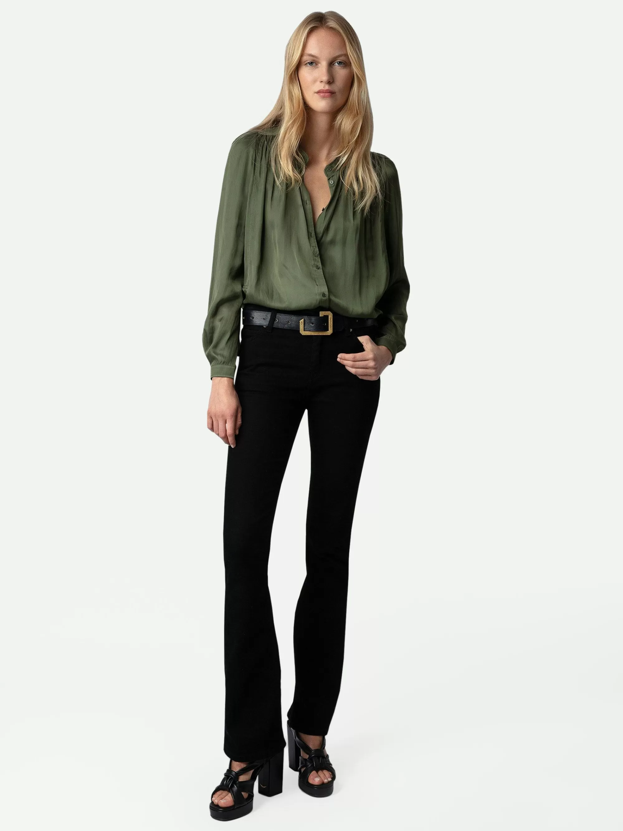 Cheap Zadig & Voltaire Tchin Sateng Bluse Brukt Khaki