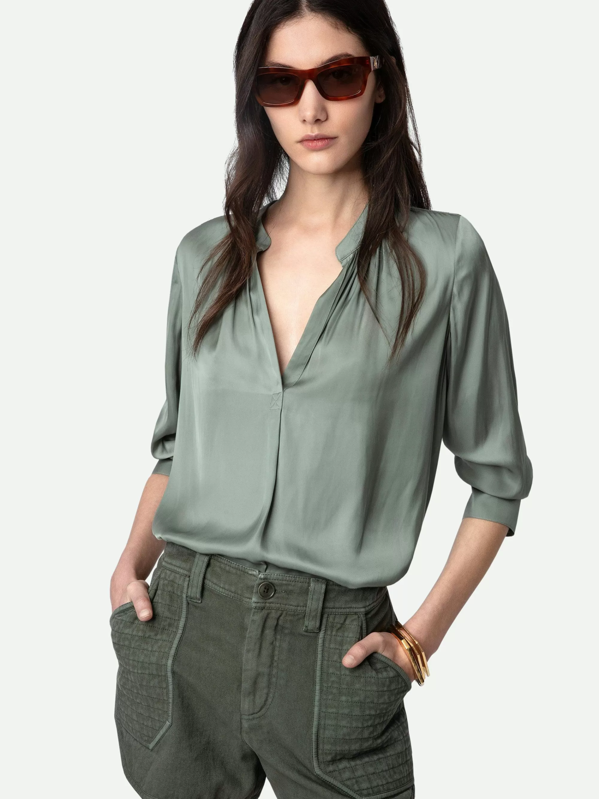 Cheap Zadig & Voltaire Tink Satin Bluse Trellis