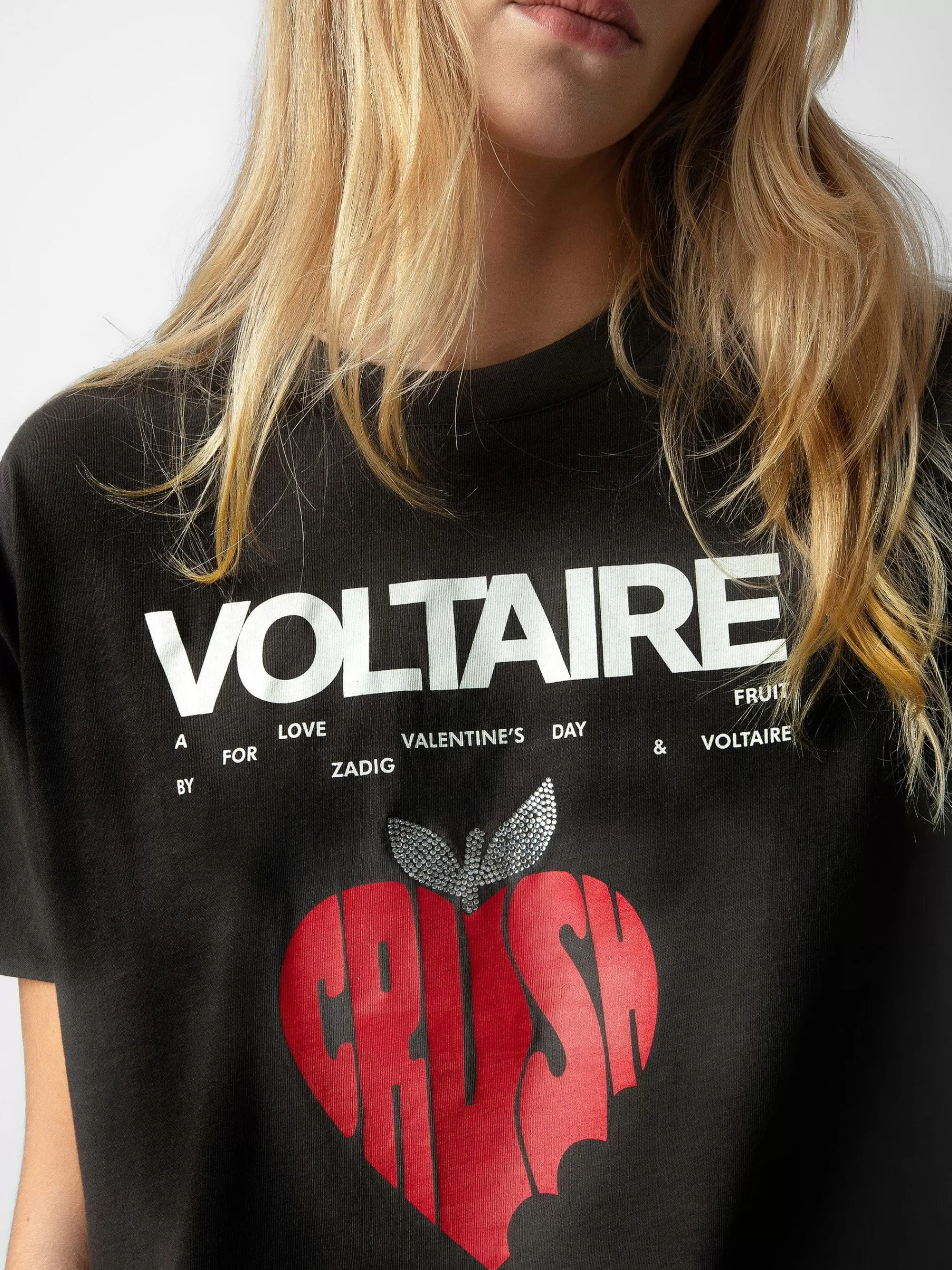 Shop Zadig & Voltaire Tommer Concert Crush Strass T-Skjorte Karbon