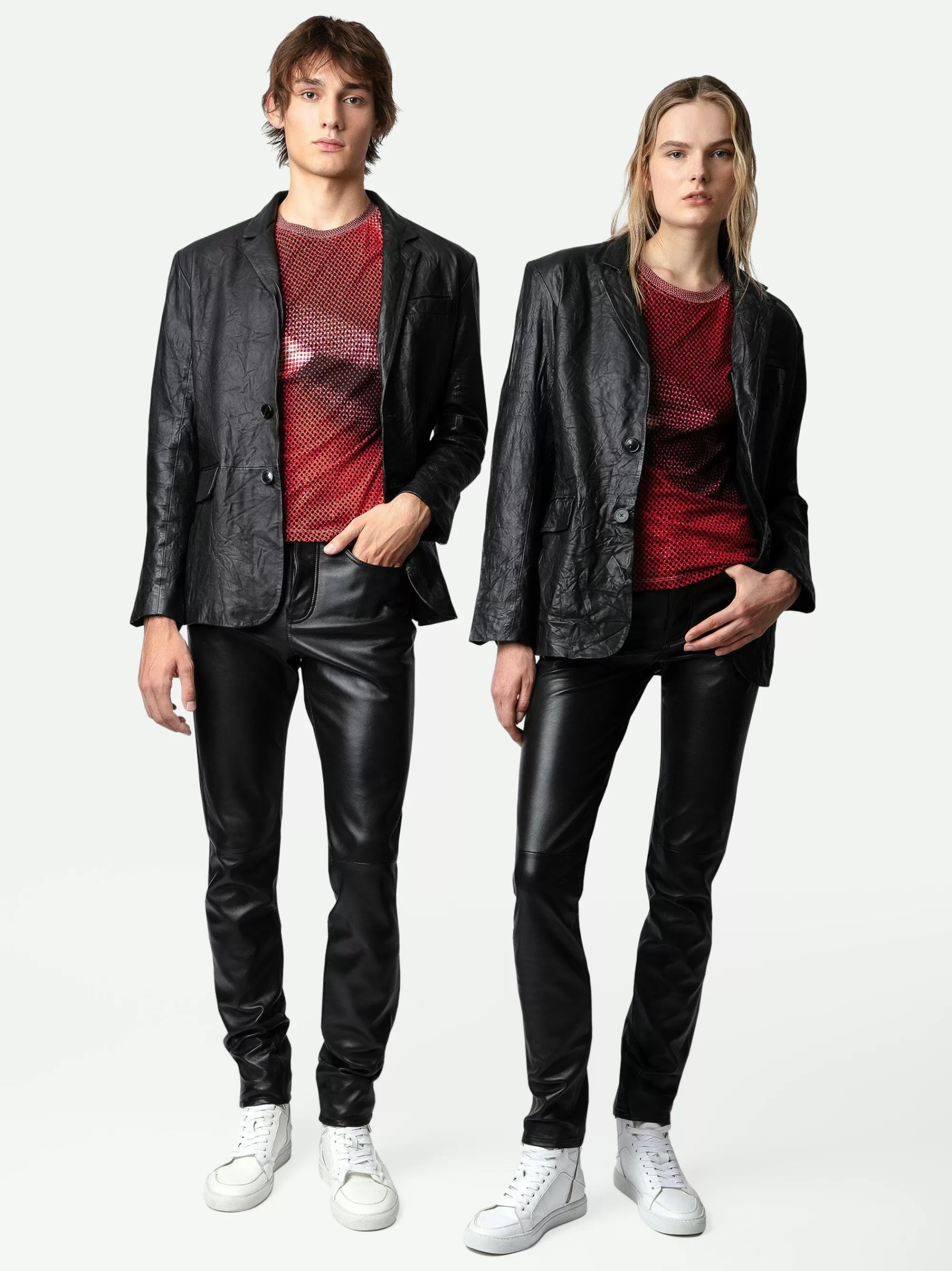 Online Zadig & Voltaire Valfried Crinkle Leather Blazer Svart