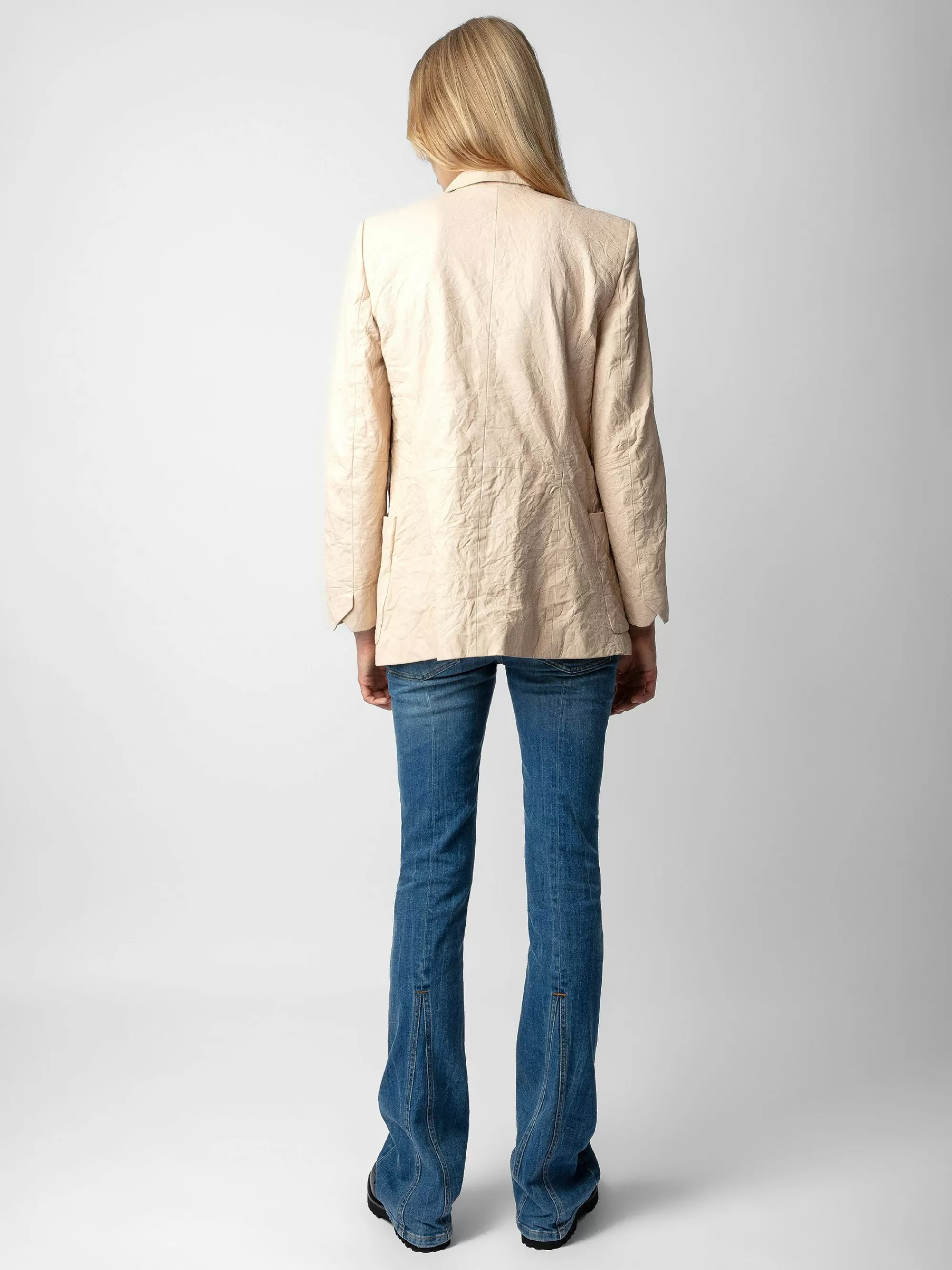 Flash Sale Zadig & Voltaire Visko Crinkle Leather Blazer Pulver